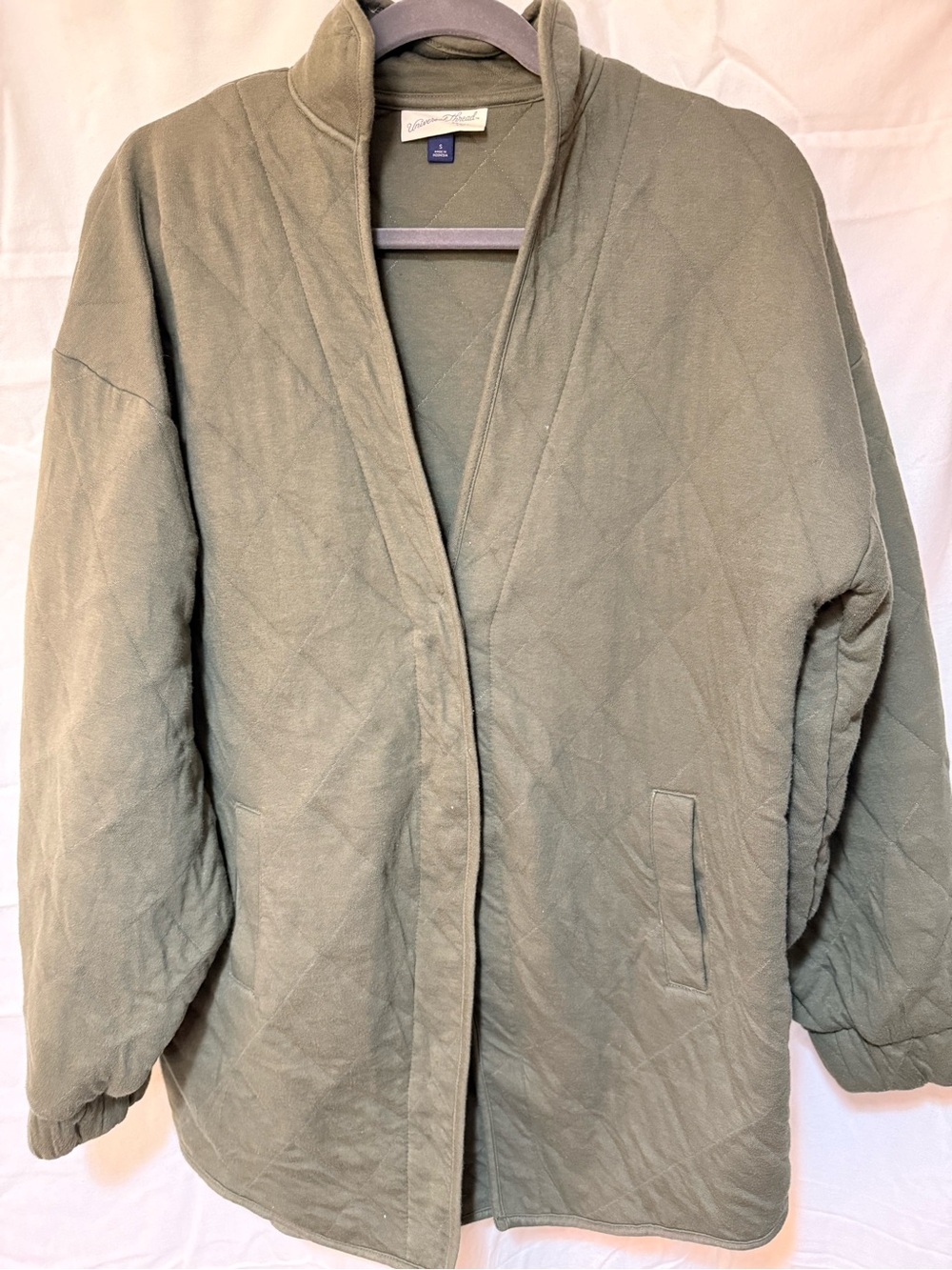 Universal thread quilted cardigan cozy oversized flannel eclectic grandpa S